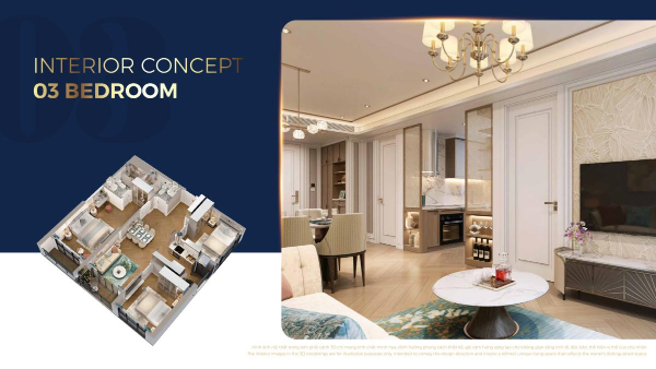 Layout thiết kế căn hộ 3 phòng ngủ (Mẫu 02) dự án Capital Square Đà Nẵng