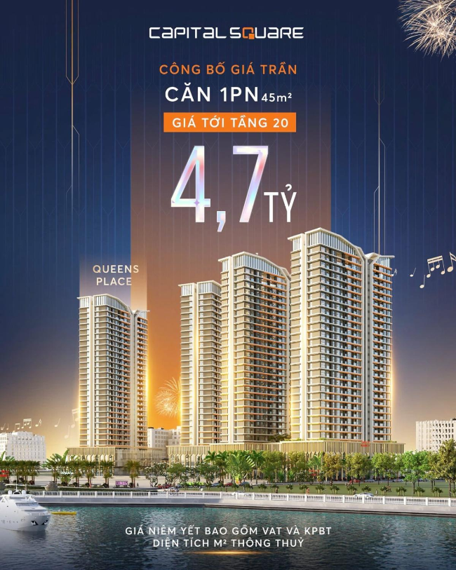 Giá bán căn hộ 1 phòng ngủ dự án Capital Square Đà Nẵng