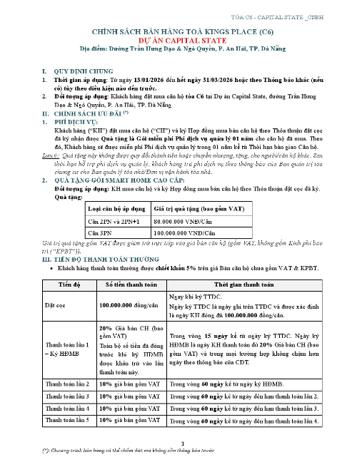 Phương thức thanh toán tòa Kings Place C6 Capital Square Đà Nẵng (Trang 1)