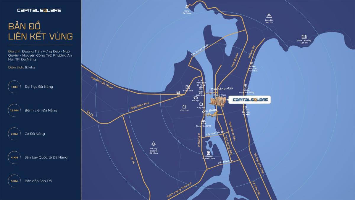 Bản đồ vị trí kim cương dự án Capital Square Đà Nẵng bên cầu Sông Hàn