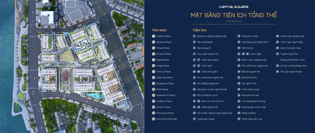 Mặt bằng bố trí hệ thống tiện ích nội khu dự án Capital Square Đà Nẵng