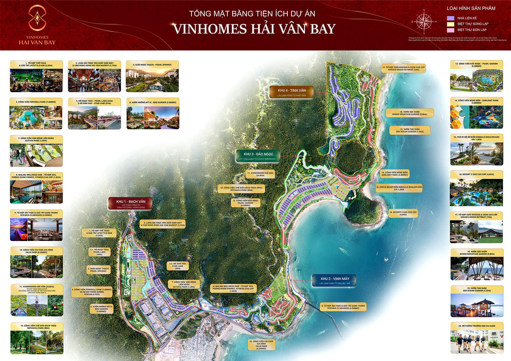 Bản đồ tổng mặt bằng chuỗi tiện ích tại Vinhomes Làng Vân - Hải Vân Bay