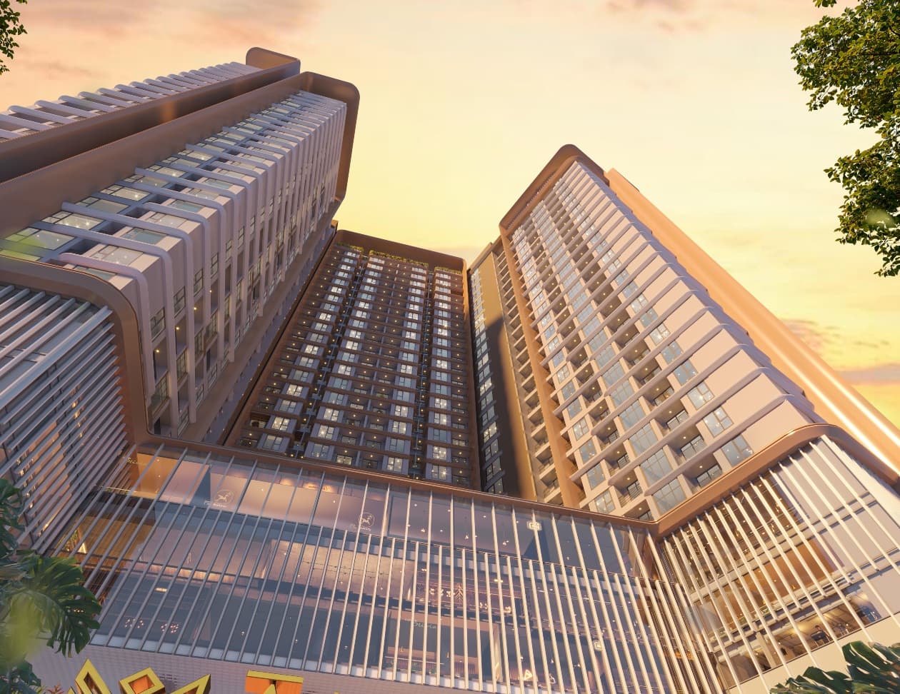 Thiết kế kiến trúc tòa chung cư kính tràn tại Mangala Complex
